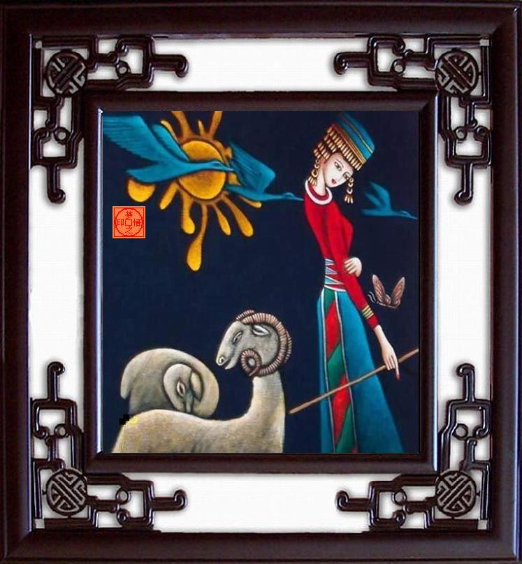 重彩蜡染画,收藏刺绣