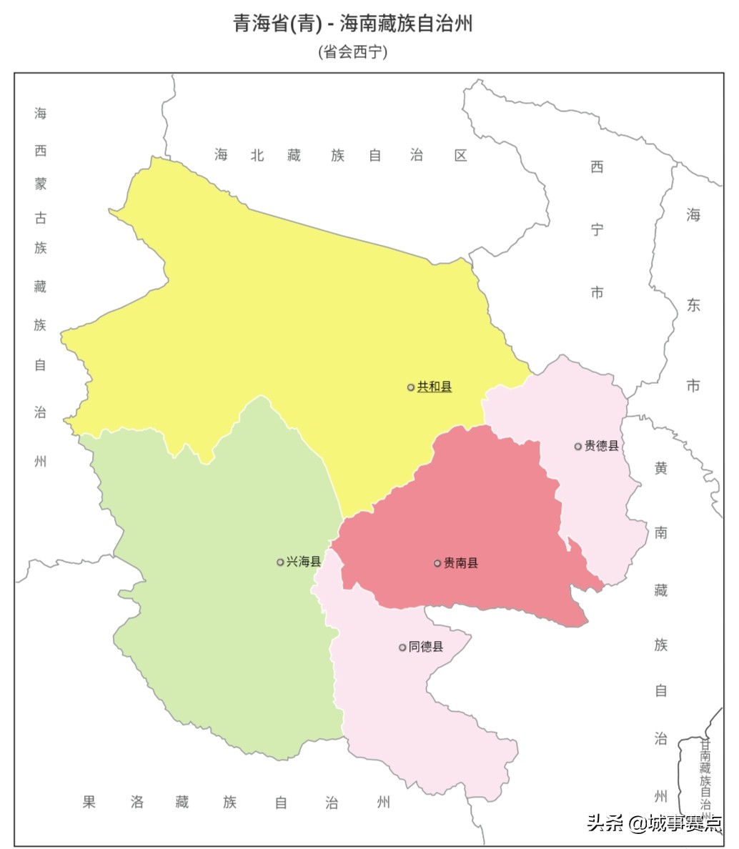 完整版青海省行政区划图，下辖行政单位个个面积广阔，有的堪比省