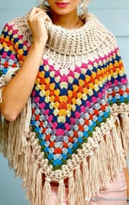 高档蕾丝钩花斗篷披肩防晒衣,针织披肩花样图片大全