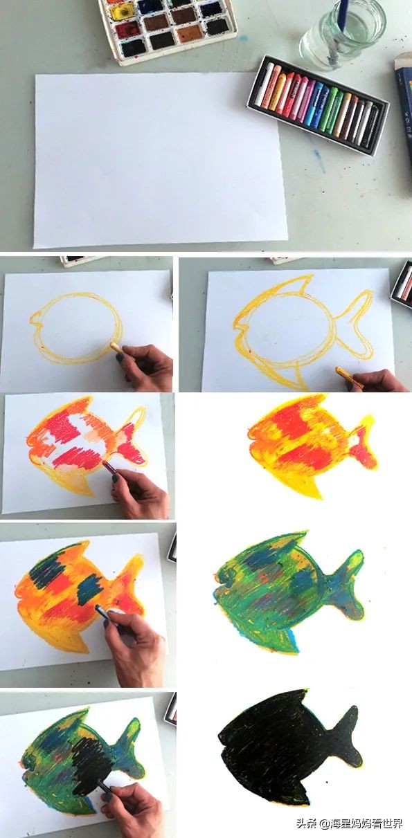 蜡笔油画棒画法,超简单的油画蜡笔素材教程