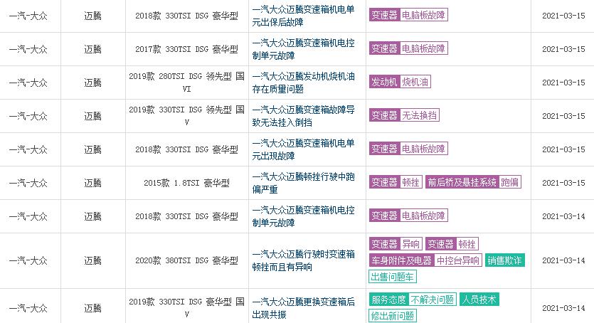 高销量的背后,目前迈腾变速箱问题主要是哪一款