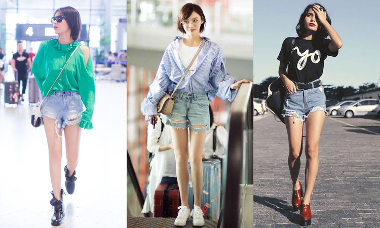 牛仔短裤最火穿法女,腿短牛仔短裤怎么穿