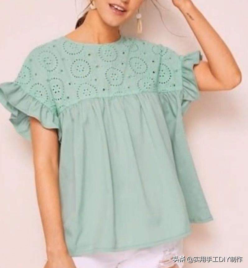 时尚原创设计蕾丝上衣,设计师款棉麻蕾丝上衣夏