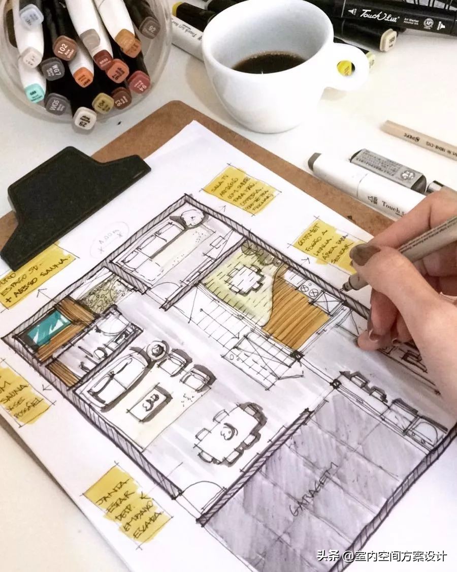 设计师如何快速手绘平面图,手绘平面设计方案手稿