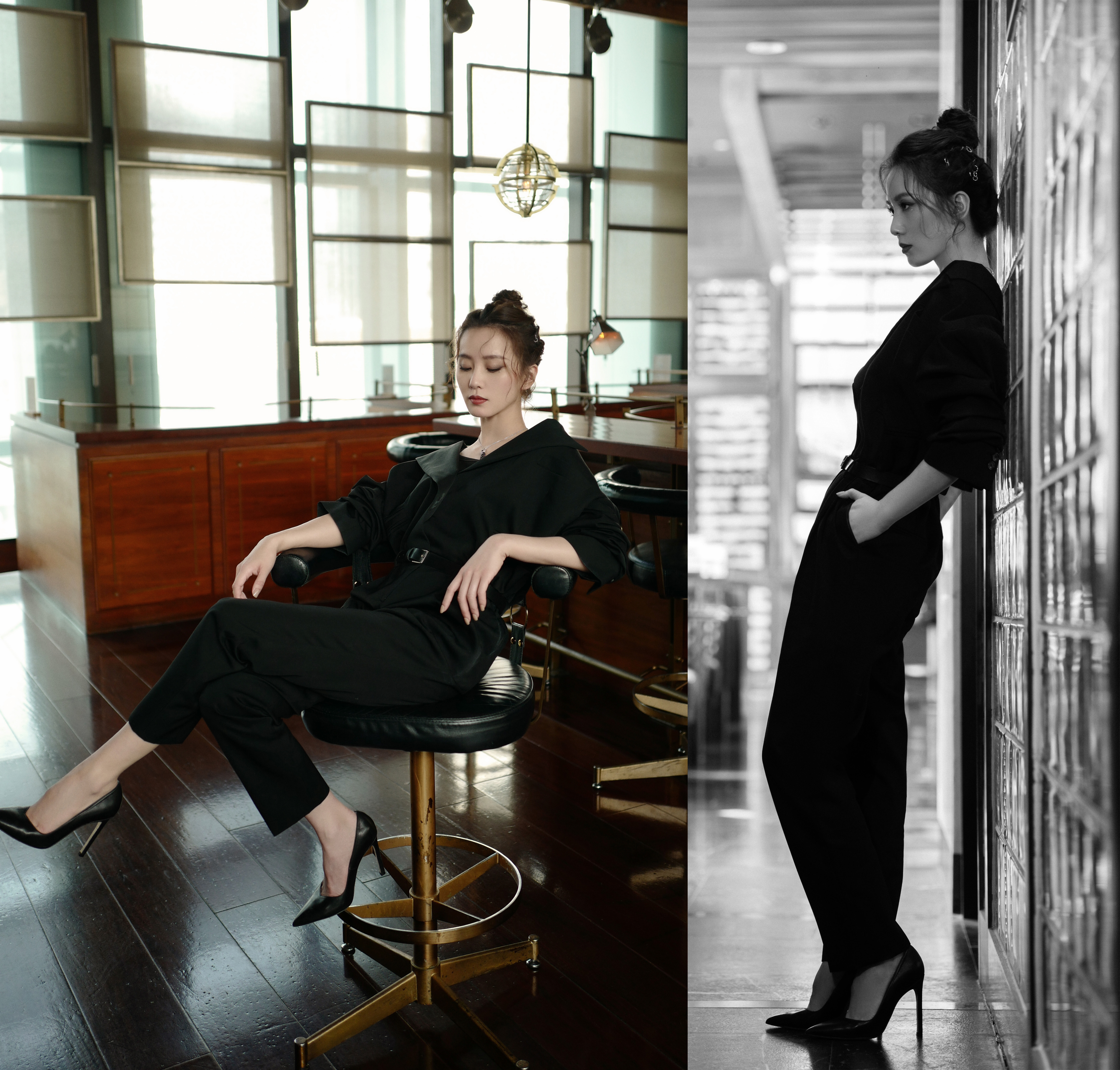 潮酷又显瘦的all black穿搭:刘诗诗景甜优雅,王子文欧阳娜娜酷美