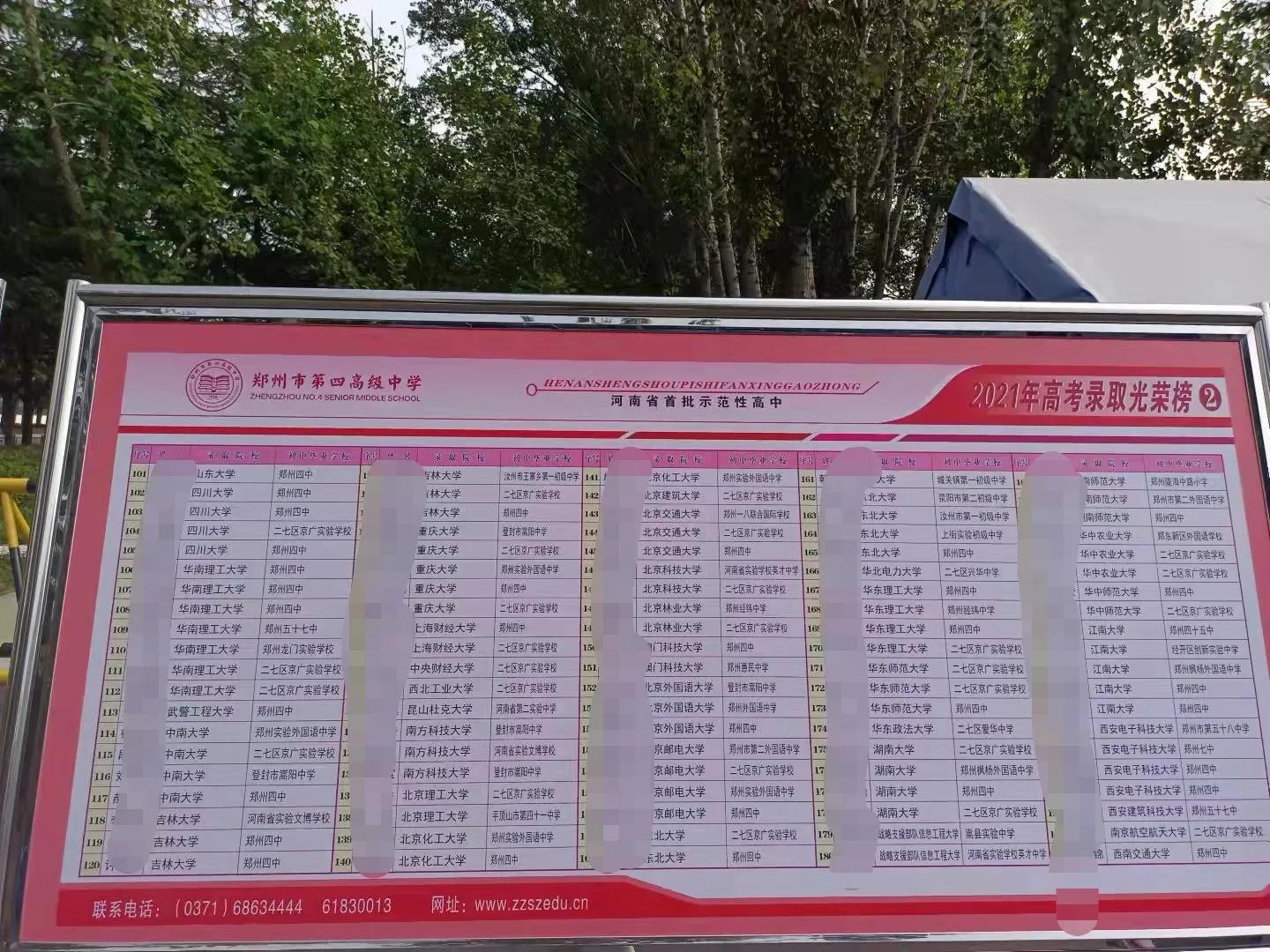 郑州四中2023高考光荣榜,郑州四中历年升学率排名