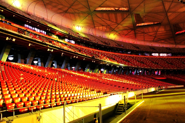 国家奥体中心灯光秀,鸟巢朝阳灯光节