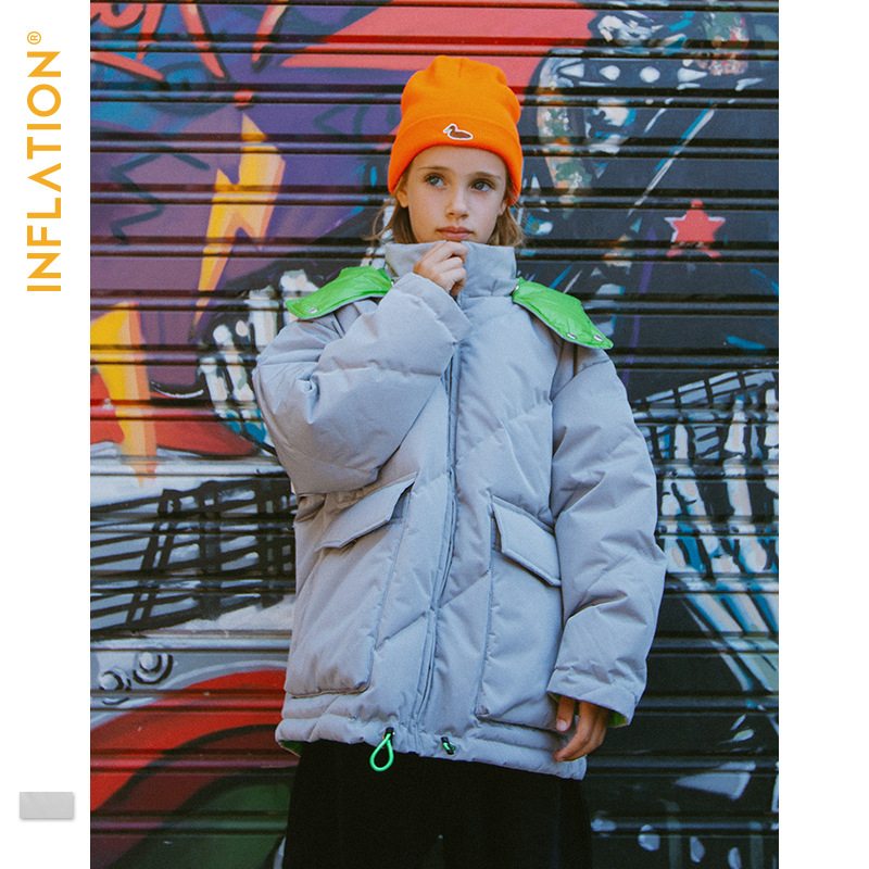 黑色拼接呢子收腰连帽棉服短款女,黑色连帽棉衣外套搭配