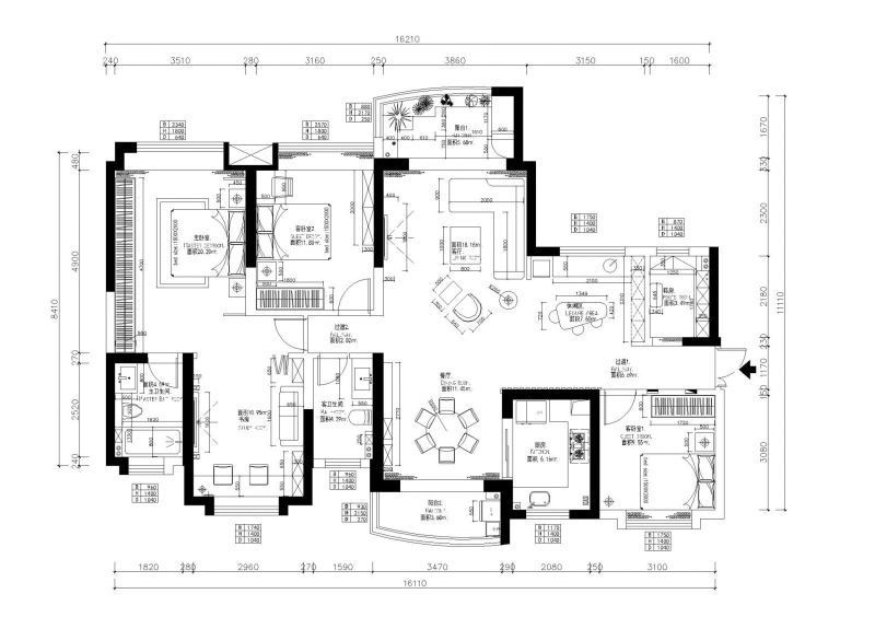 140平米现代简约家装效果图,102平米两室一厅装修现代轻奢