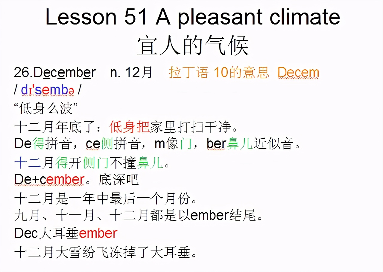 新概念英语第一册，音标课件自学整理Lesson51Apleasantclimate