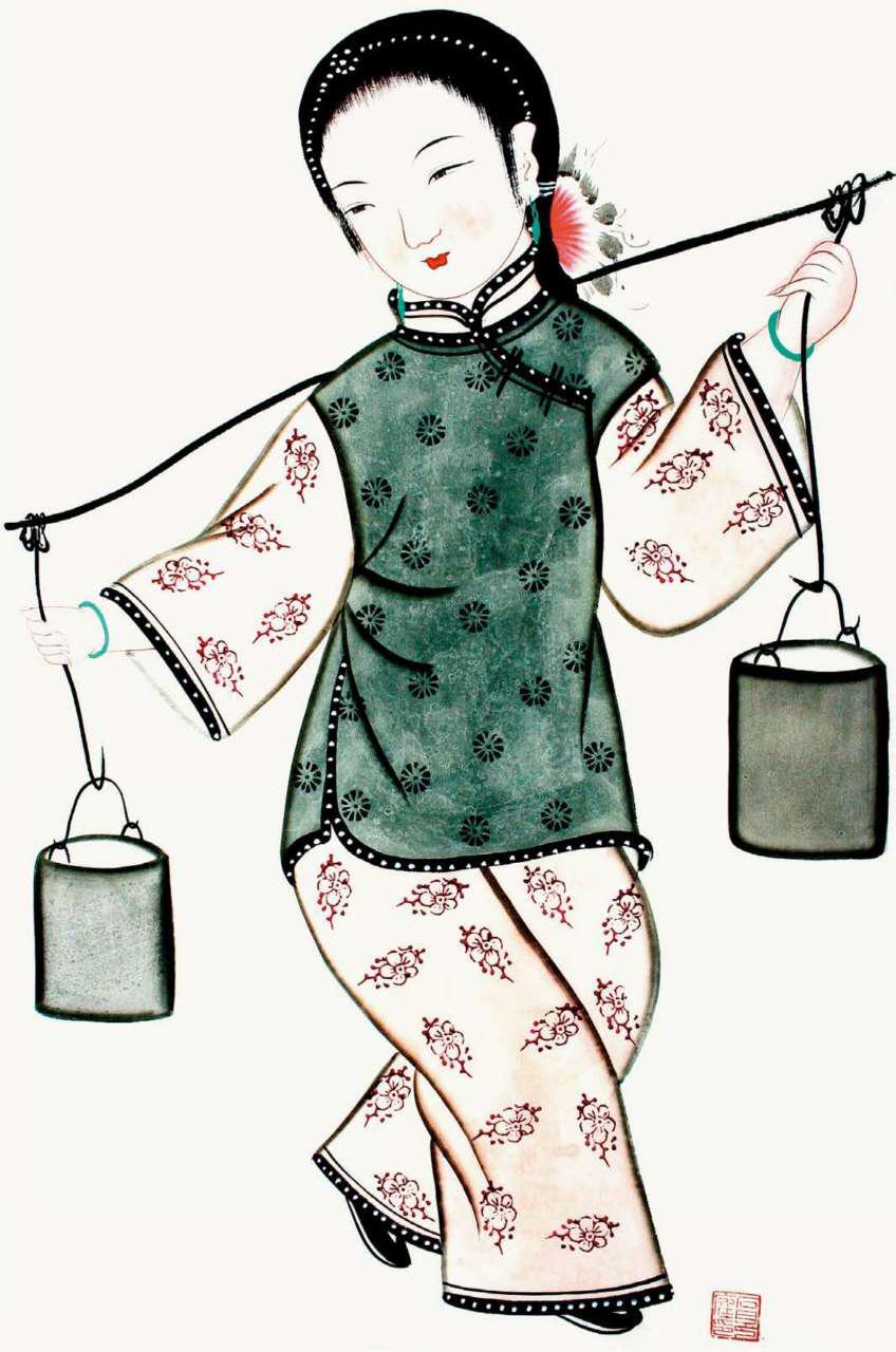 仕女人物瓷板画,仕女人物绘画