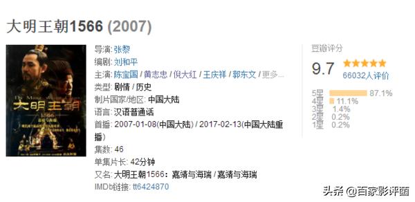 大明王朝1566电视剧第一名,大明王朝1566十部9.0高分电视剧