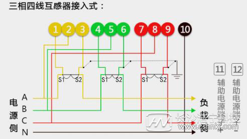 三相四线电表接线图明细,三相四线电表直通接线图