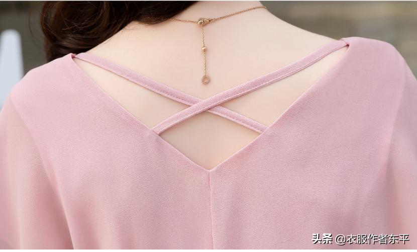 夏季淑女飞袖圆领T恤裁剪图,春秋显瘦长袖连衣裙裁剪图