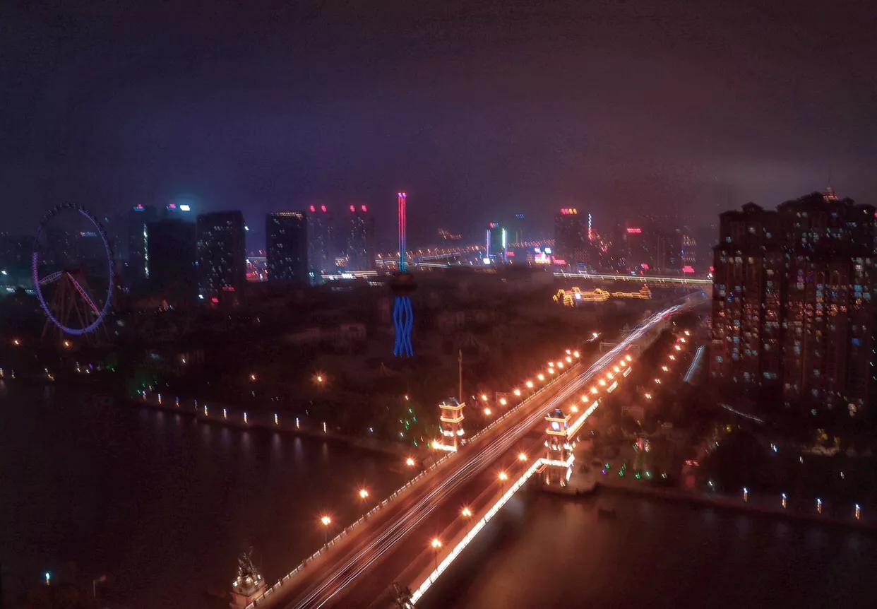 南通市北城大桥图片,北城大桥运河边