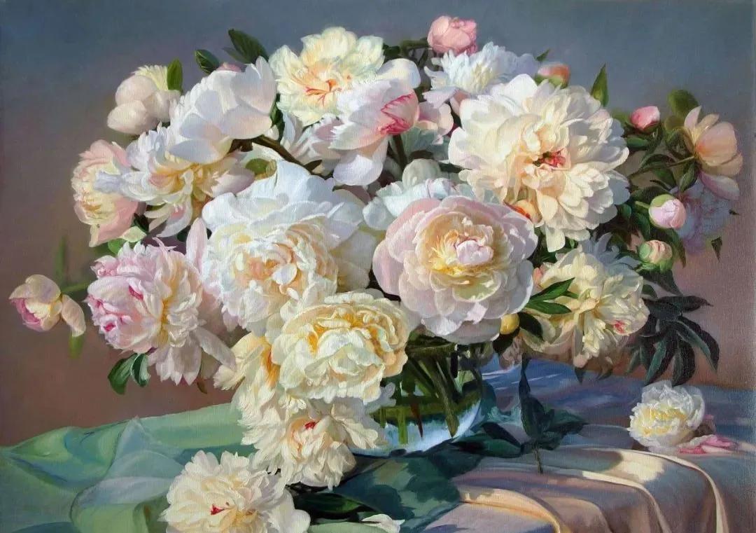 世界著名大师花卉油画,油画漂亮风景画