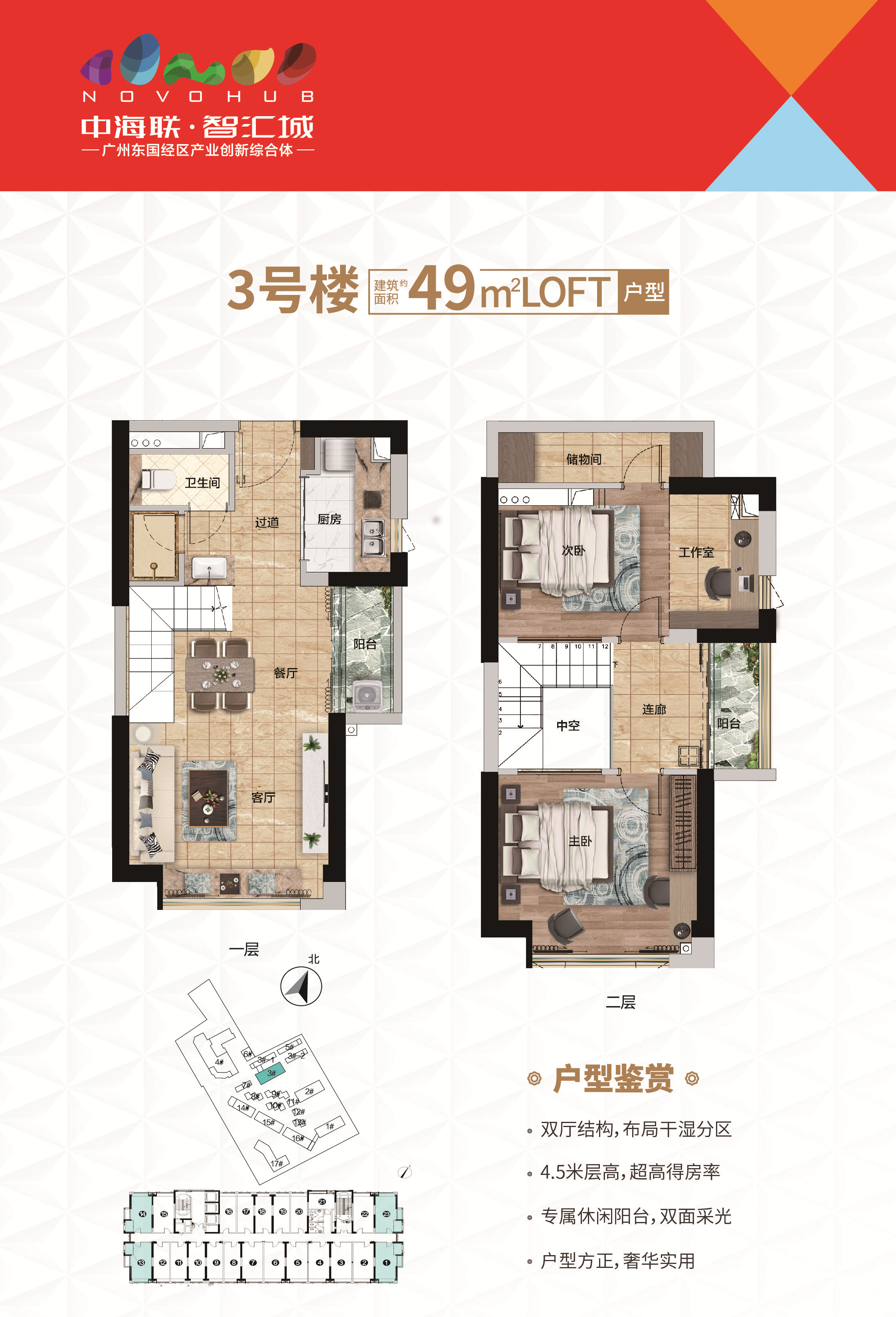 新塘唯一明火有阳台公寓，中海联智汇城复式26-49方12900元/方起