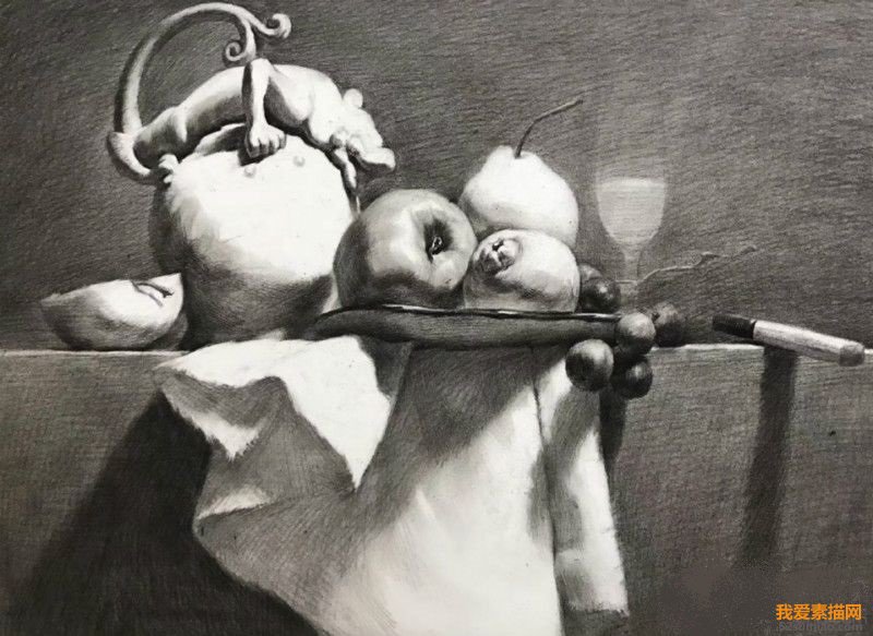 初学者最适合画的素描静物教程,超写实静物素描画高清大图