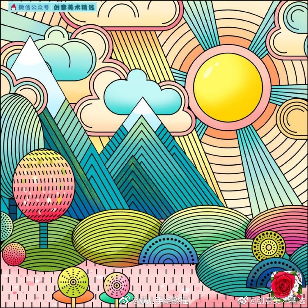 色彩简单装饰画美术作品,色彩组合画构成