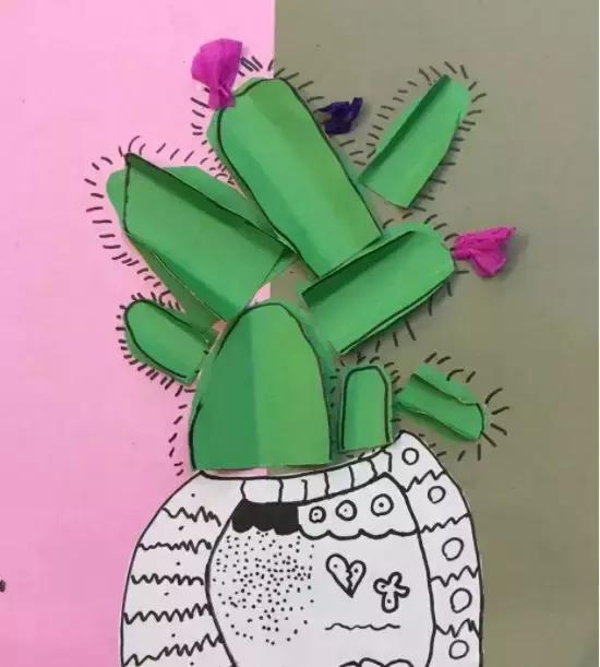 圆形手工制作仙人掌创意废物利用,硬卡纸仙人掌手工制作大全