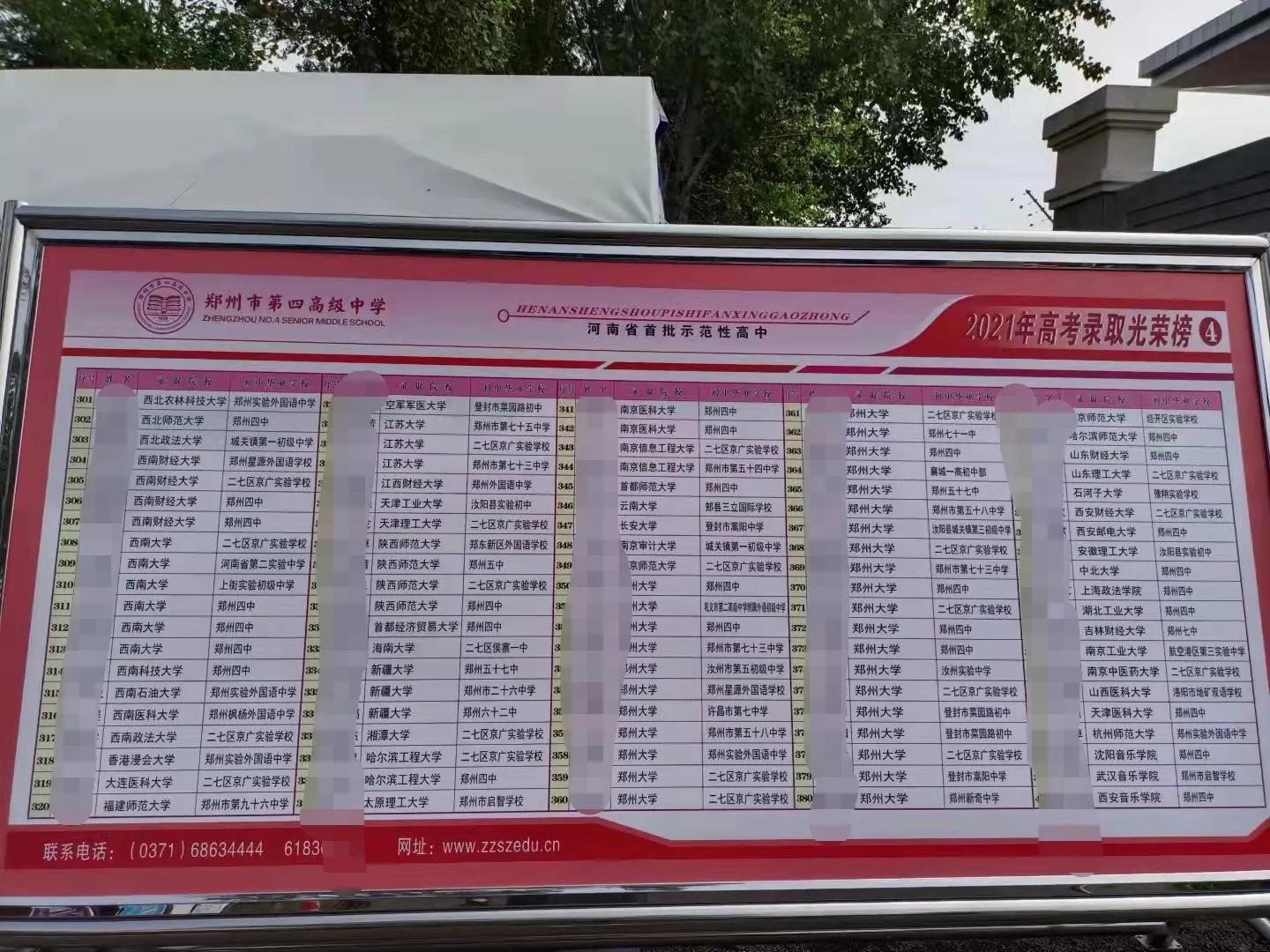 郑州四中2023高考光荣榜,郑州四中历年升学率排名