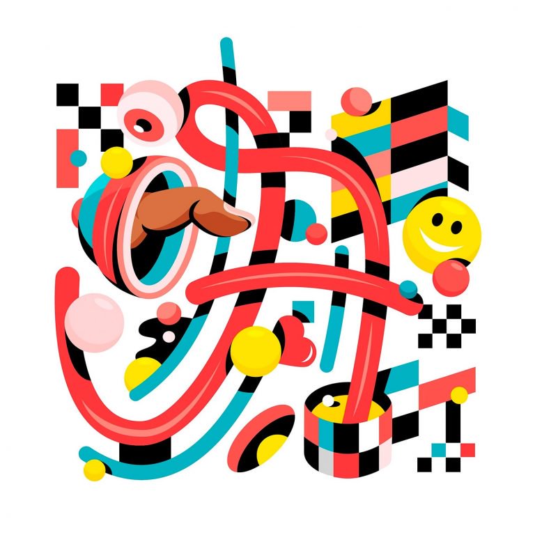 DavidOku抽象风格的字母插画设计