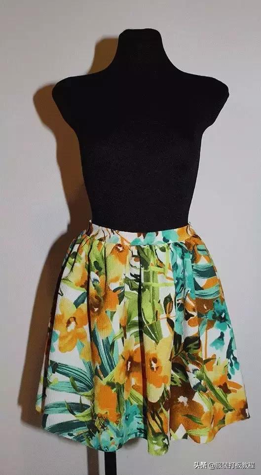 工字褶裙打版结构图,连腰工字褶裙打版