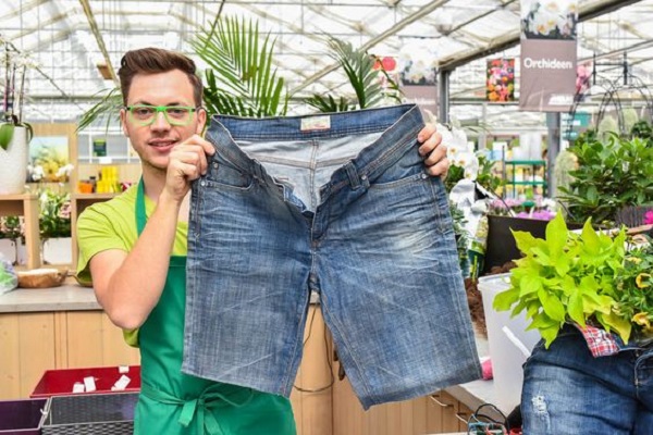 牛仔裤改造花盆,旧牛仔裤的改造花盆