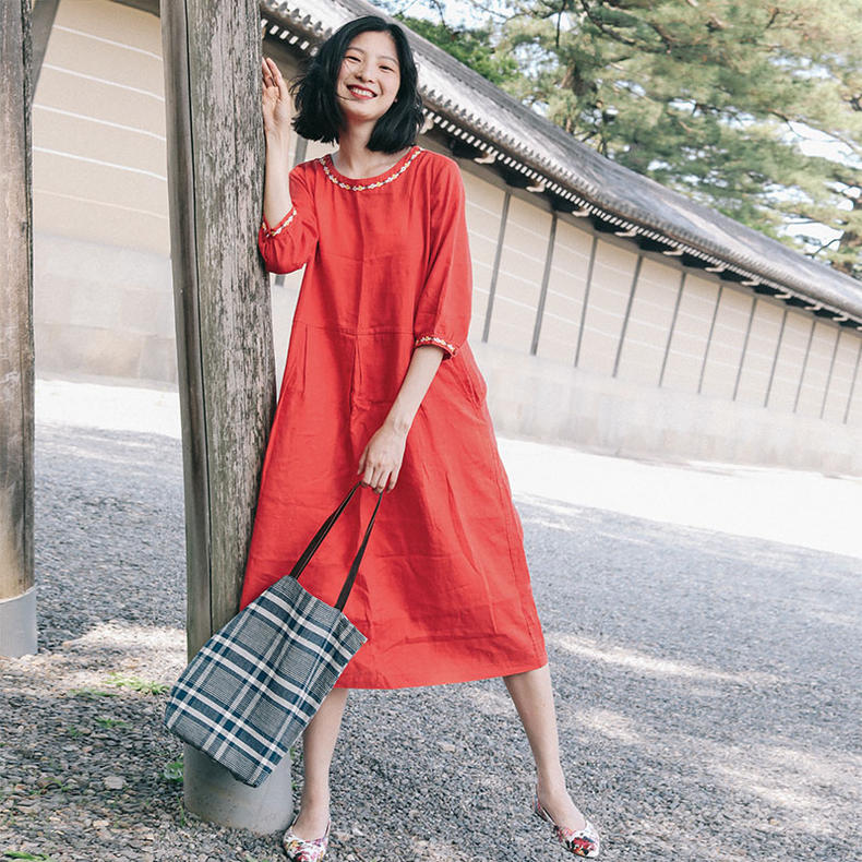 棉麻连衣裙来袭,舒爽透气,让你清凉一夏