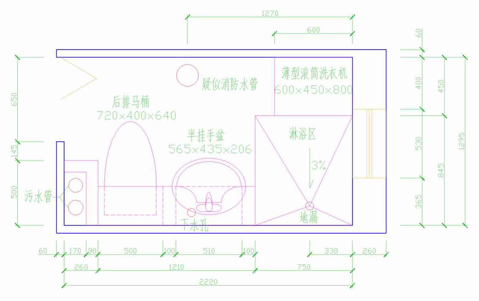 厕所装修淋浴间和便盆如何布局,卫生间洗脸盆和马桶布局