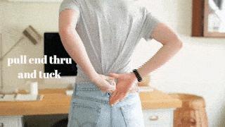 夏天穿t恤怎么塞裤子里好看,t恤衣角打结扣最新款