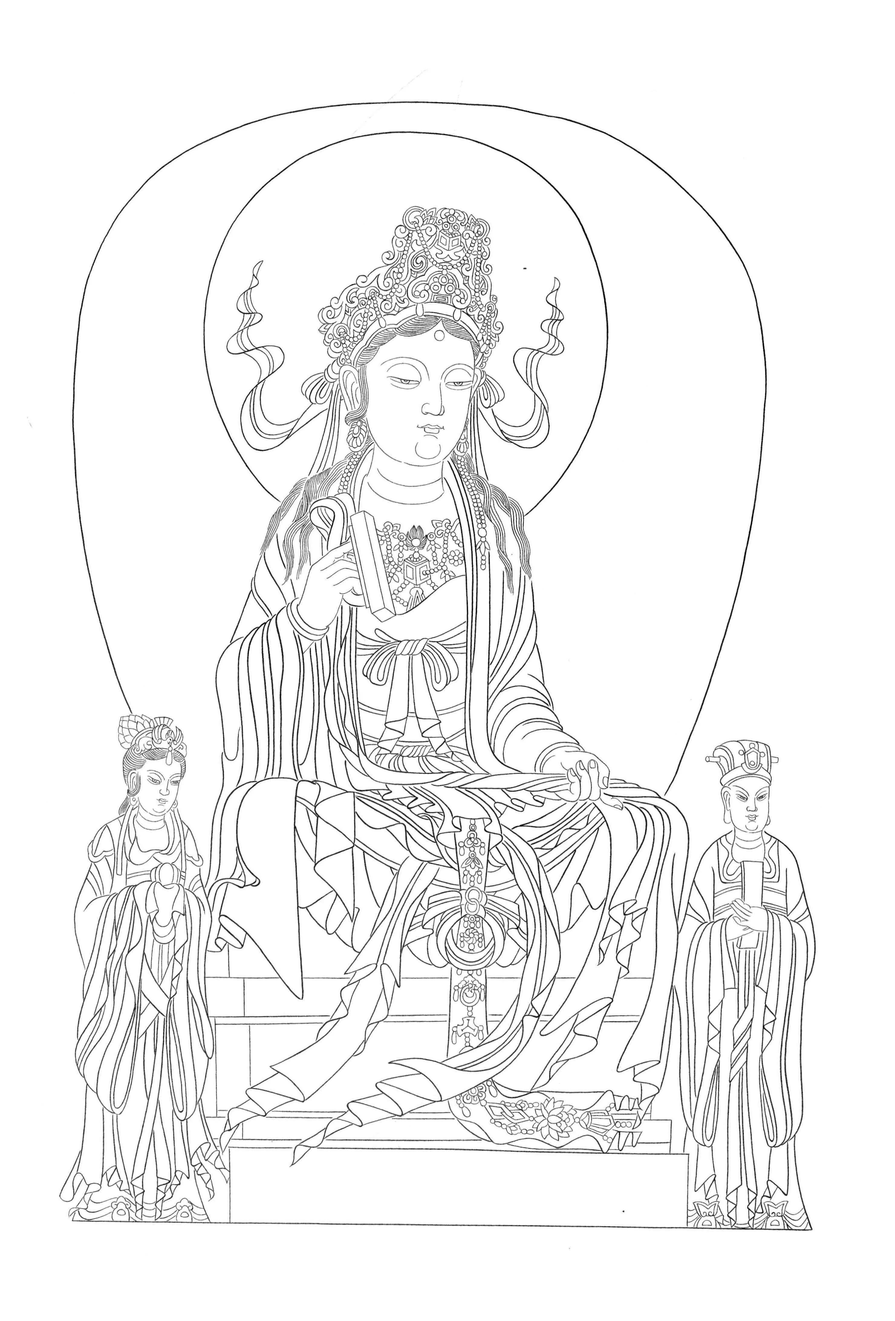 图谱神话人物工笔画白描,国画工笔人物白描图片大全大图