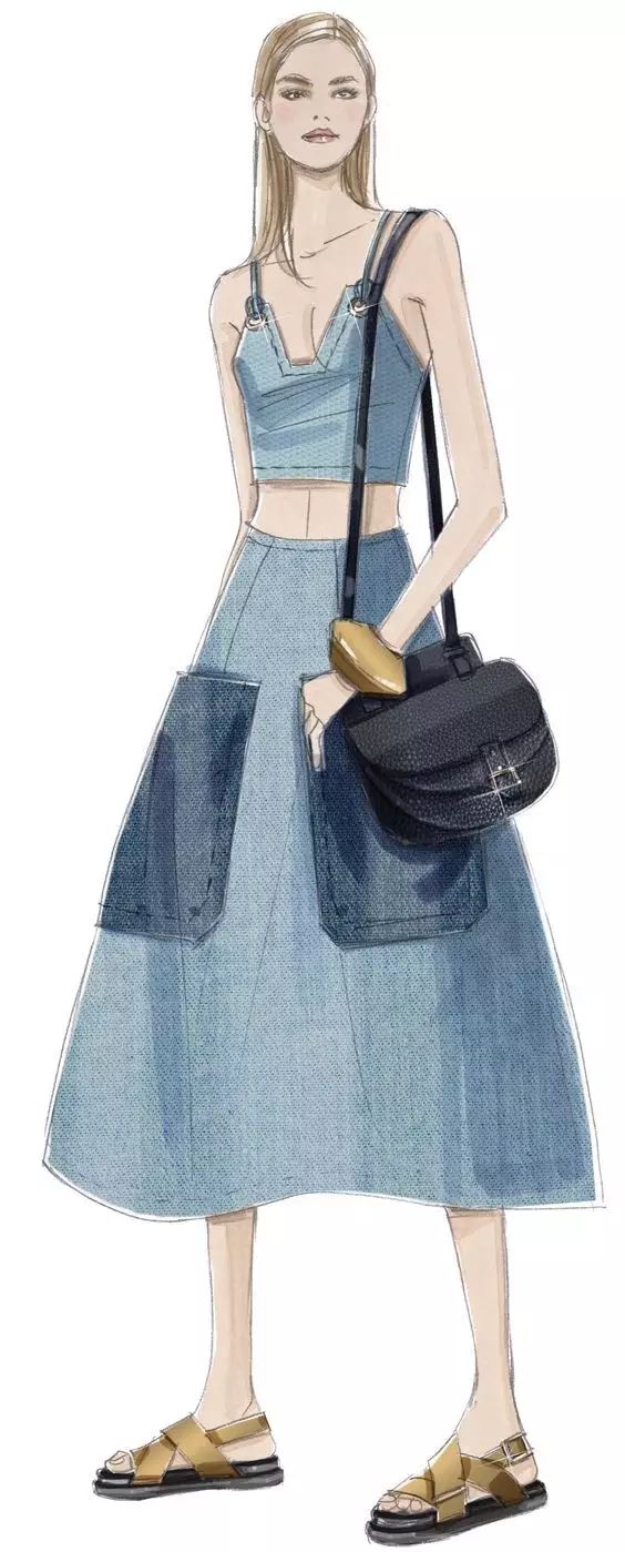 服装设计师画手稿视频,可爱的小插画手绘女孩服装