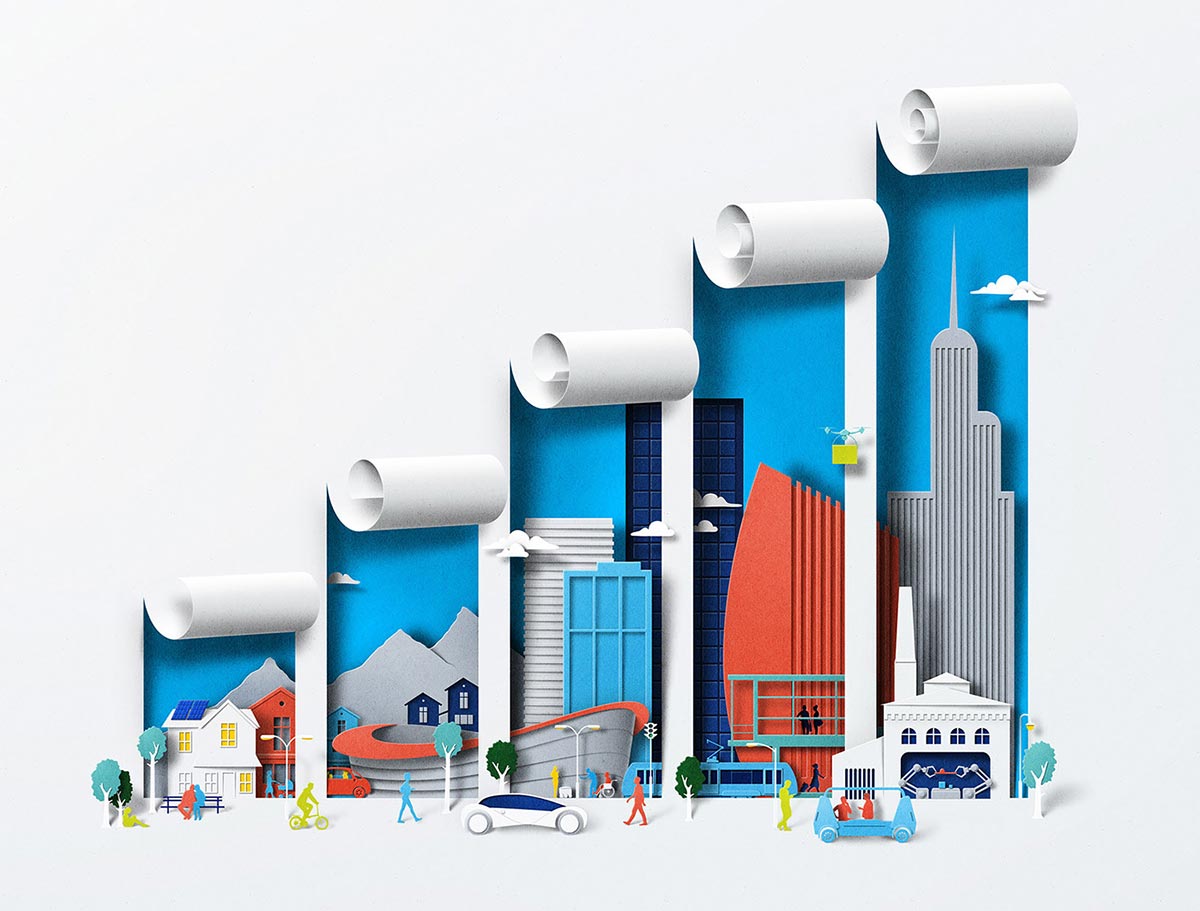 EikoOjala剪纸风格的NOKIA5G主题插画作品