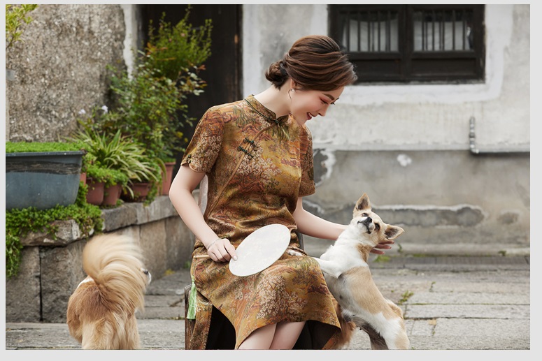 真丝香云纱旗袍,真丝香云纱高端旗袍