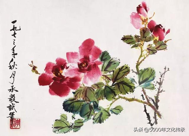 国画技法月季花写意画法详解,中国画写意月季花的详细画法