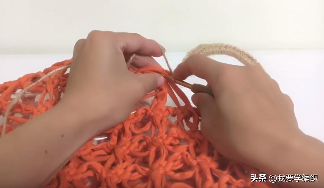 钩针花边袋,手提袋的钩织方法