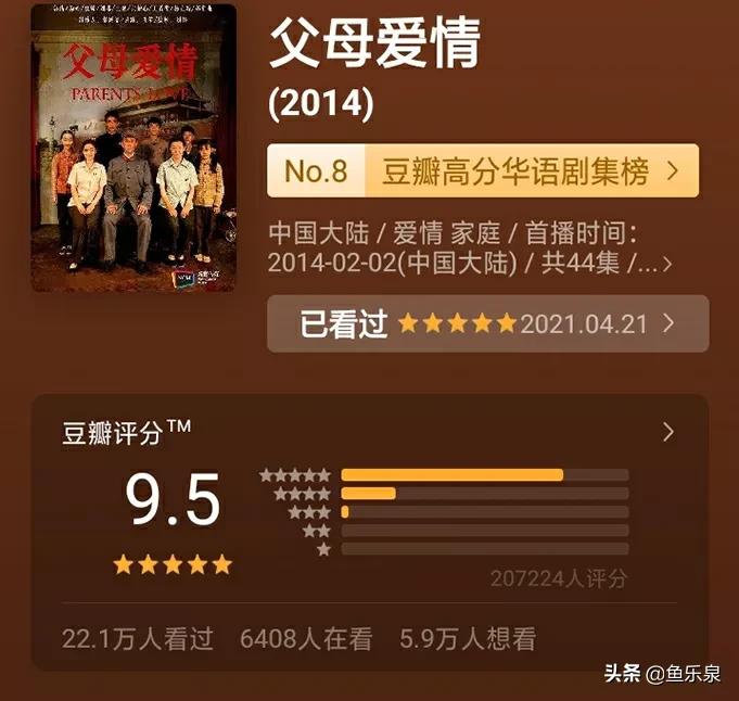 父母爱情豆瓣评分多少,父母爱情豆瓣评分为什么这么高