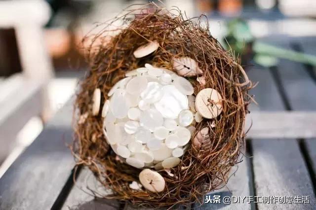 纽扣旧物改造篮子,旧物改造牛仔布做钥匙扣