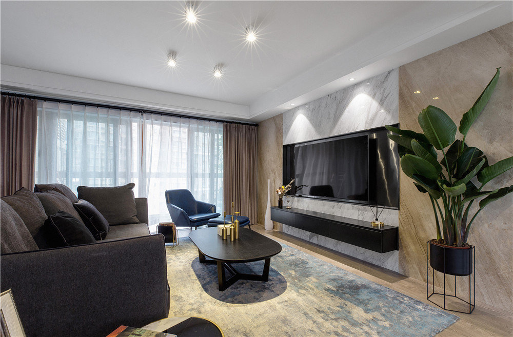 盛秦西苑93平一室一厅装修设计,盛秦西苑效果图