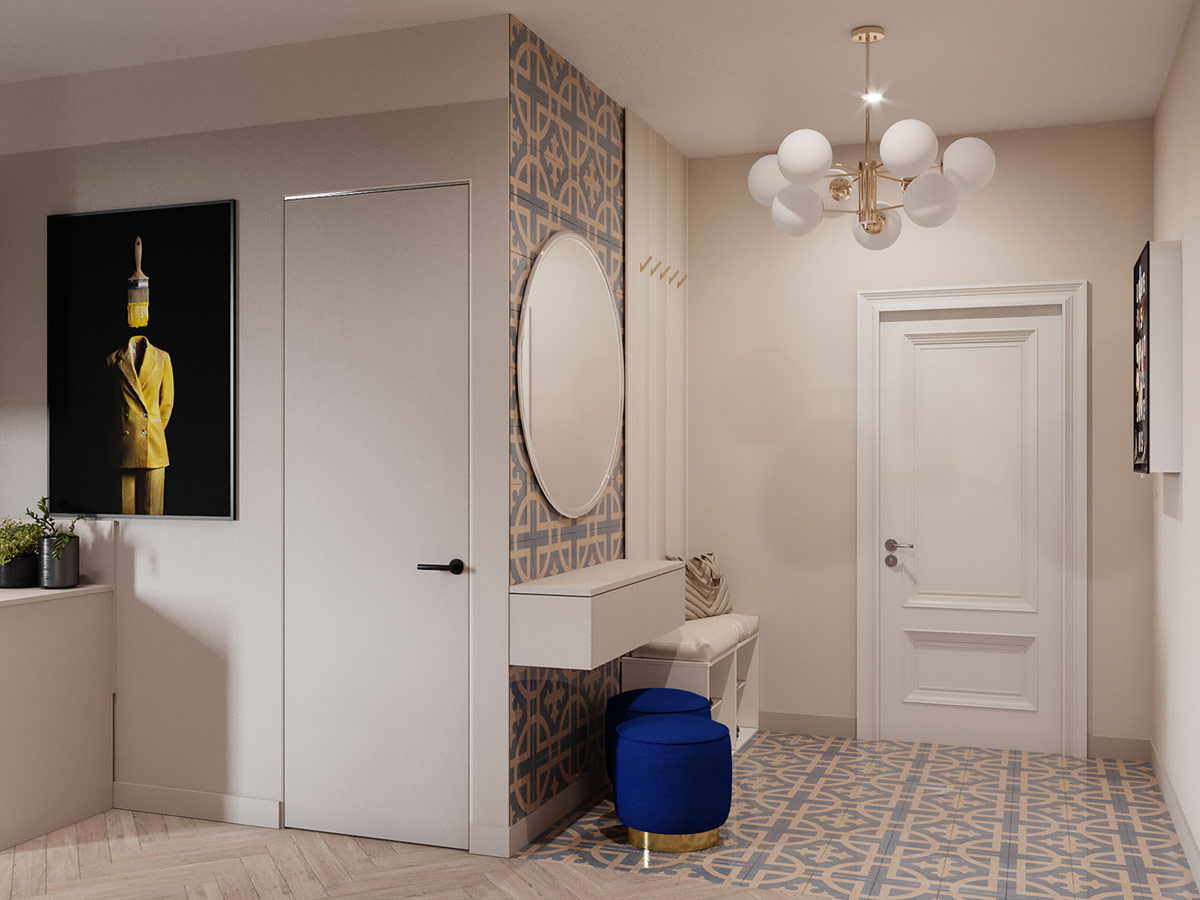 高级蓝调公寓设计，不足90㎡的单卧室竟能如此有格调