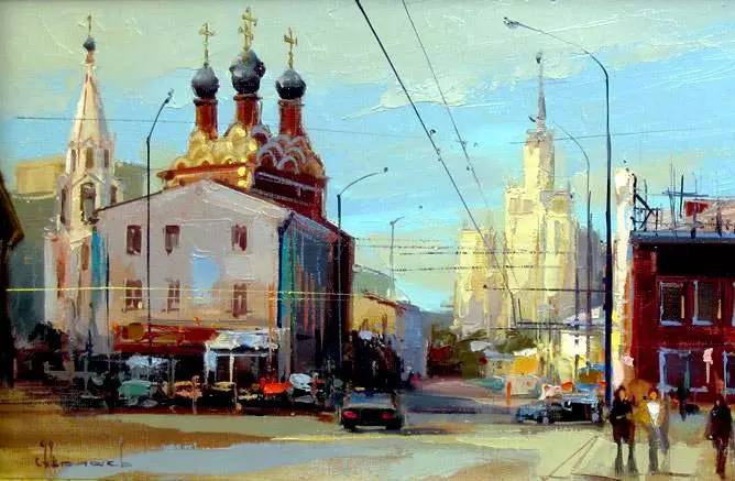 油画风景画氛围感,欧洲城市风景油画