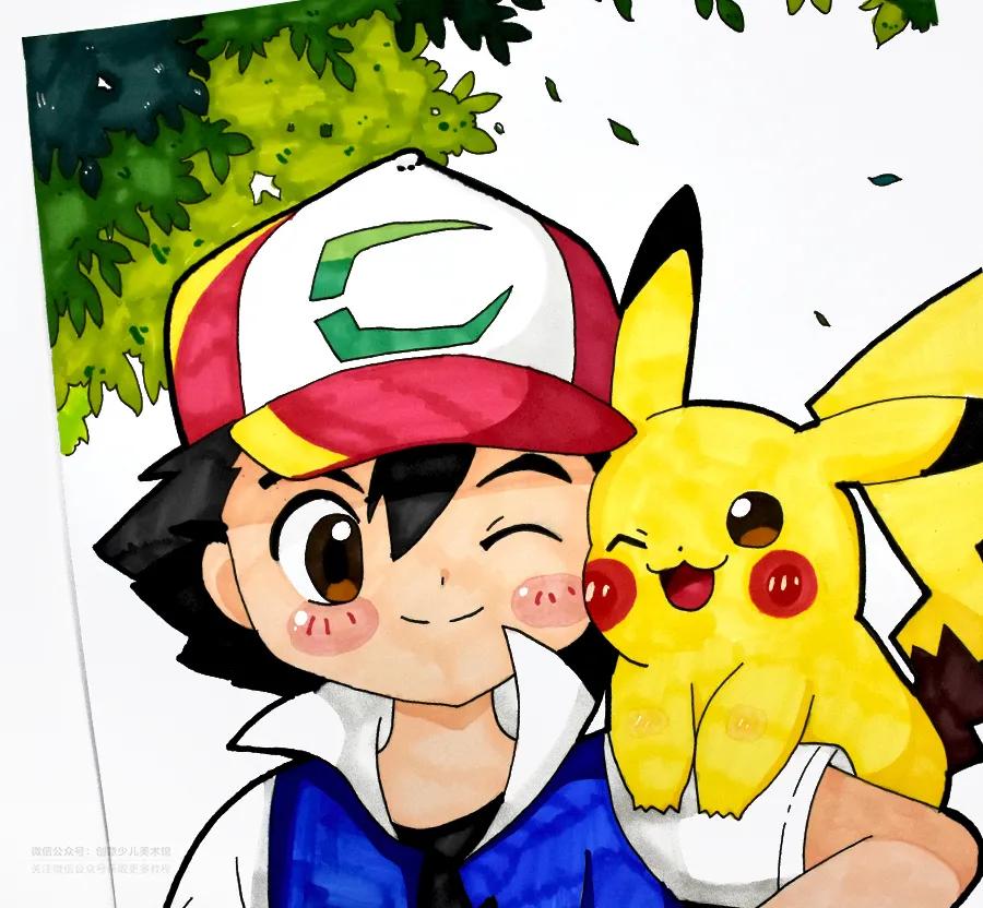 儿童画皮卡丘创意画图片,皮卡丘的简笔画儿童画大全