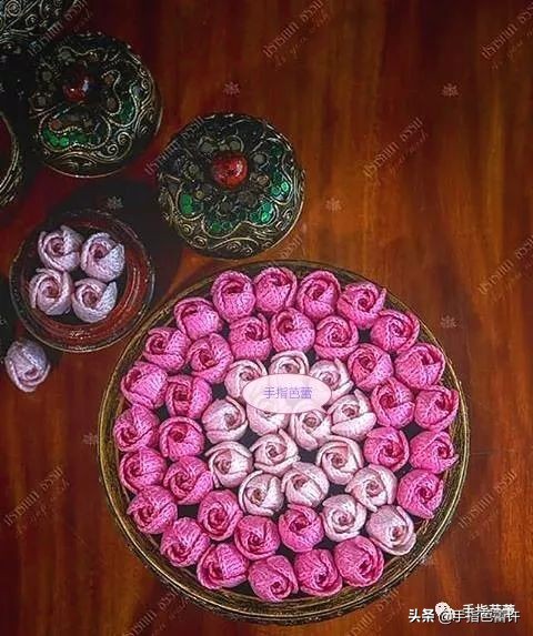 针织玫瑰花视频,缝玫瑰花针织教程