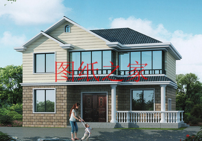 农村简约别墅宅基地,现代简约长方形二层别墅