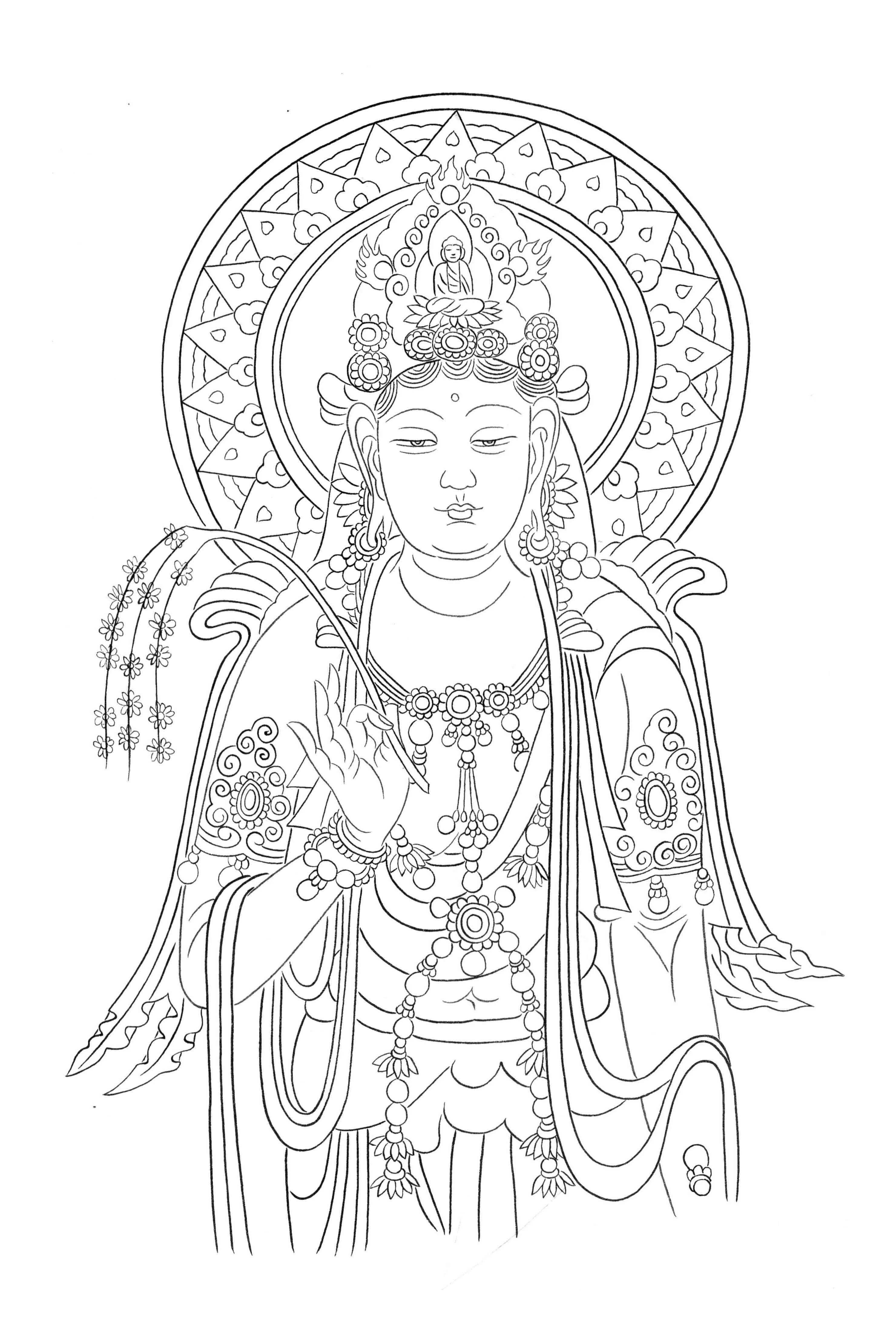 图谱神话人物工笔画白描,国画工笔人物白描图片大全大图