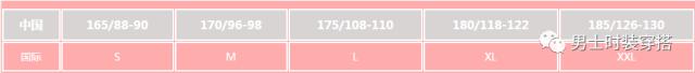 t恤衫尺码对照表,男士t恤衫尺码对照表
