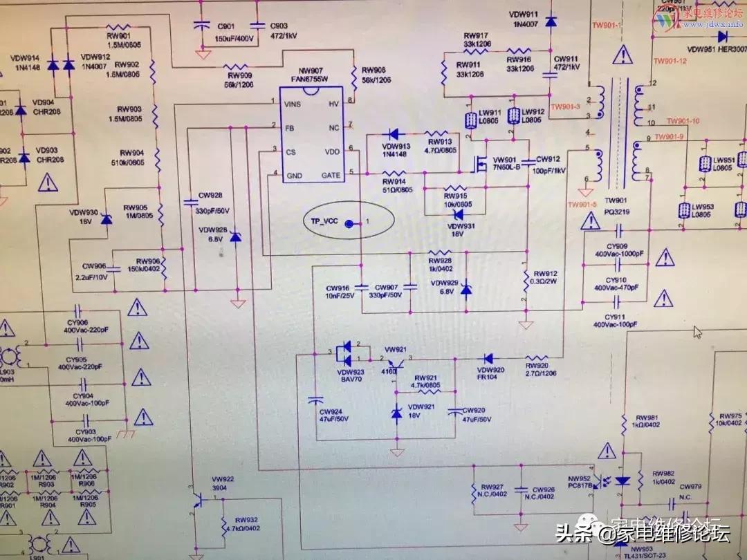 康佳电视背光一闪不亮通病电阻坏,康佳液晶电视机横纹屏闪故障维修