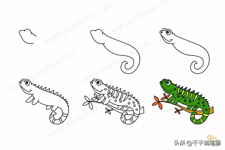 儿童简笔画：50组动物素材，简单易学，马住画起来！