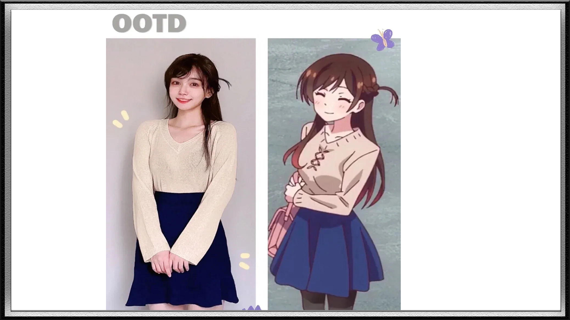 《租借女友》服饰动漫和现实对比，动漫“C”级，现实“A”级